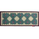Multiple Sizes Cotton Green Modern Hand Woven Runner Rug- Flat Woven Washable Runner Kilim
