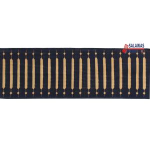 Multi Size Black And Golden Yellow Modern Striped Cotton Flat weave Handmade Runner Rug- Reversible Runner Durrie