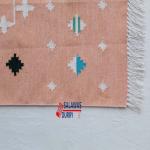 Multi Sizes Cotton Blush Pink And White Flat Weave Indian Rug - Royal Premium Design Kilim Carpet, High Quality Cotton Flatweave Rug