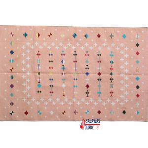 Multi Sizes Cotton Blush Pink And White Flat Weave Indian Rug - Royal Premium Design Kilim Carpet, High Quality Cotton Flatweave Rug